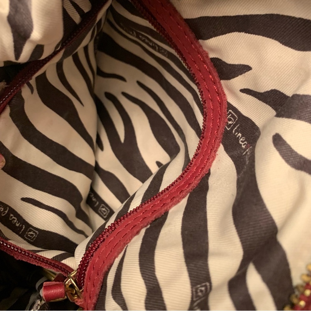 Linea Pelle Red Leather Shoulder Bag with Gold Hardware - Picture 6 of 7